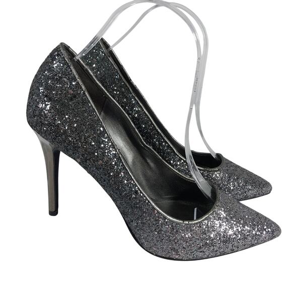 NWOT-1 SHOW! MICHAEL KORS! MOONLIGHT SILVER GLITTER CLASSIC HEELS/PUMPS! SZ 7.5M - Picture 10 of 10